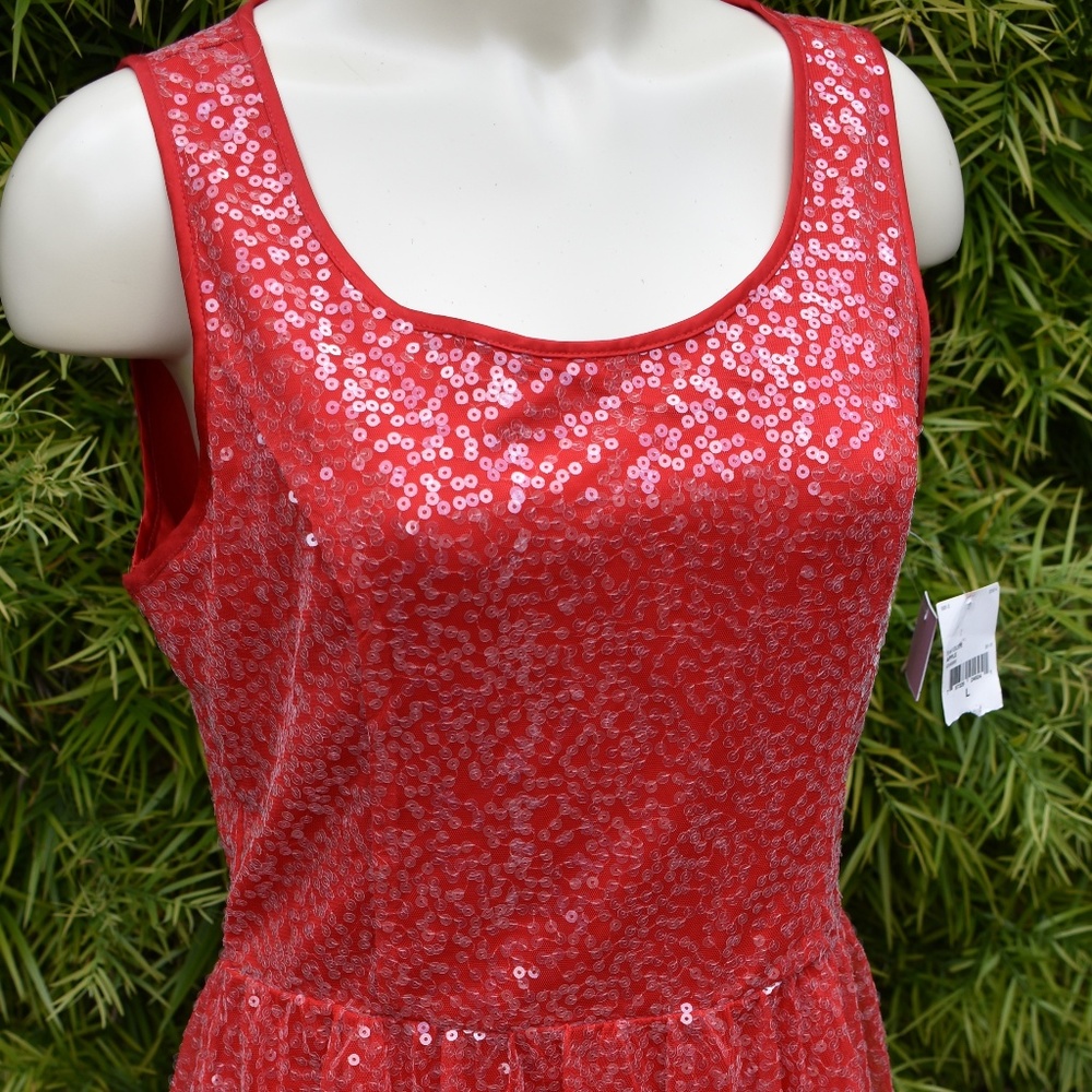 MAC + JAC ALL OVER SEQUIN SKATER DRESS SZ LG NWT